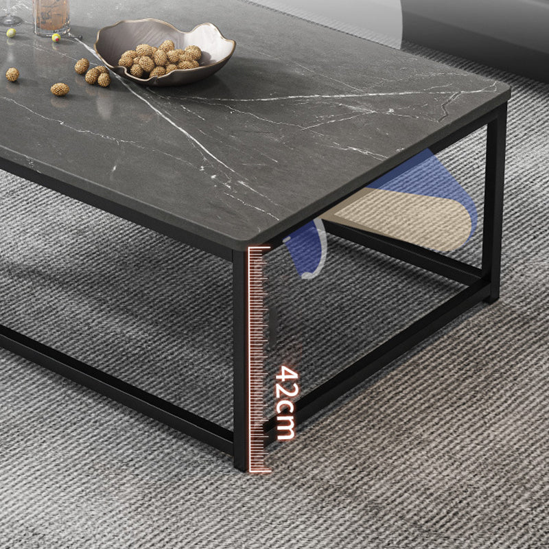 16.5"H Modern Rectangular Wooden Coffee Table Steel Frame Accent Table