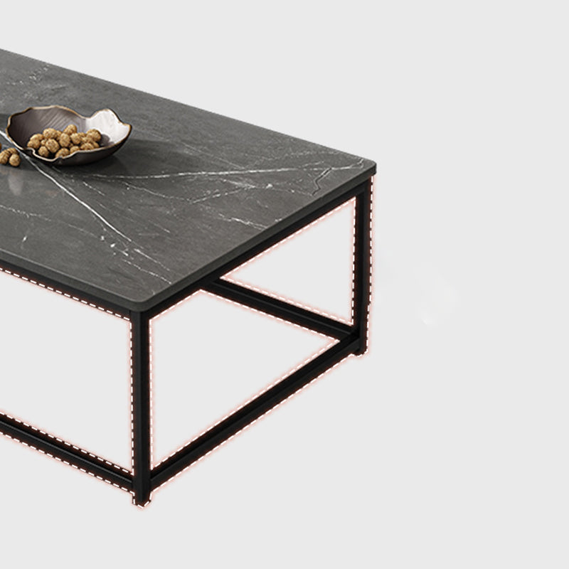 16.5"H Modern Rectangular Wooden Coffee Table Steel Frame Accent Table