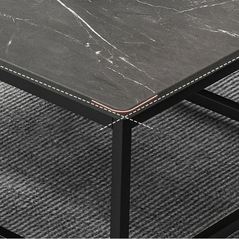 16.5"H Modern Rectangular Wooden Coffee Table Steel Frame Accent Table