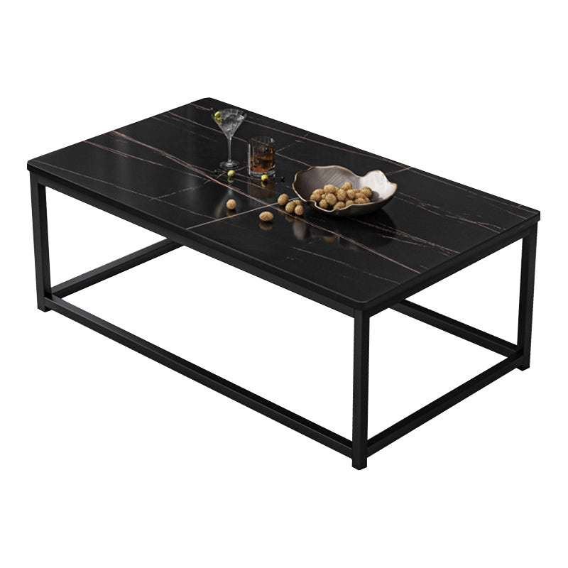 16.5"H Modern Rectangular Wooden Coffee Table Steel Frame Accent Table