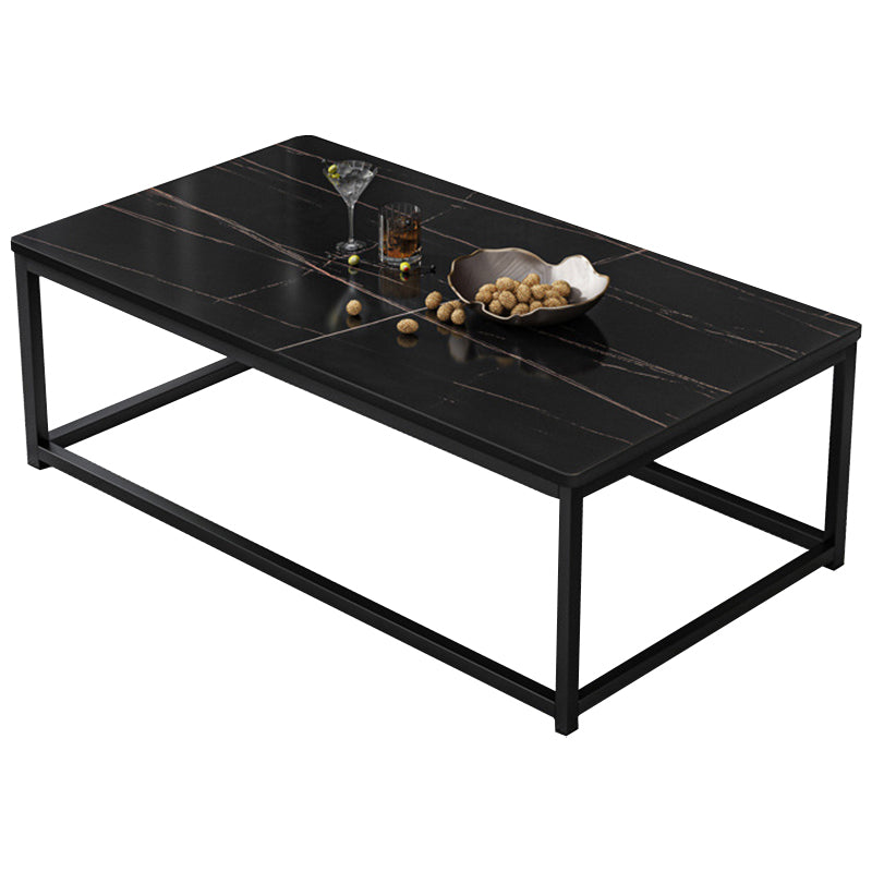 16.5"H Modern Rectangular Wooden Coffee Table Steel Frame Accent Table