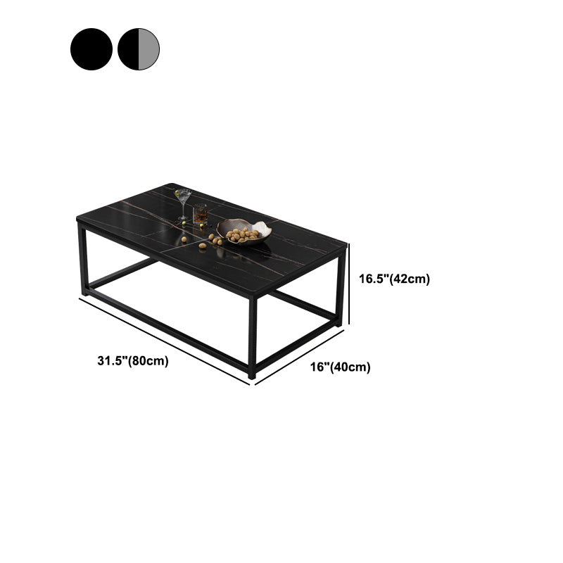 16.5"H Modern Rectangular Wooden Coffee Table Steel Frame Accent Table