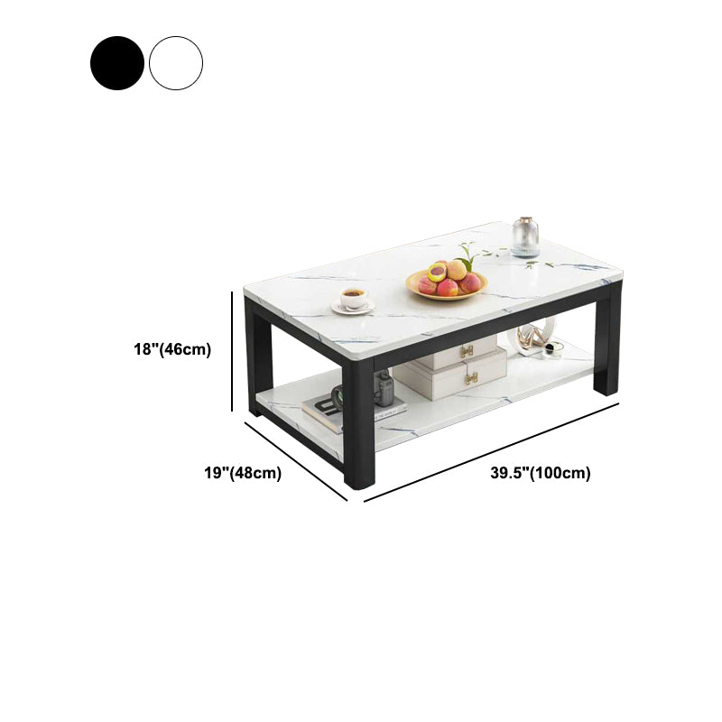 4 Legs Base Design Rectangular Glass/wood Table Modern Style Coffee Table