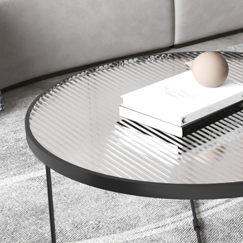 Modern Style Round Toughened Glass Table with Metal Cross Legs Coffee Table