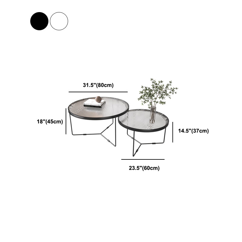 Modern Style Round Toughened Glass Table with Metal Cross Legs Coffee Table