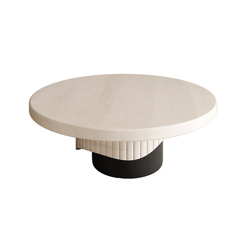 Modern Style Pedestal Base Cocktail Table Round Wooden Coffee Table