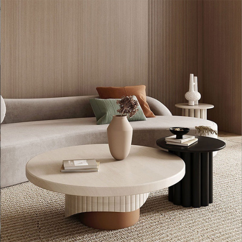 Modern Style Pedestal Base Cocktail Table Round Wooden Coffee Table