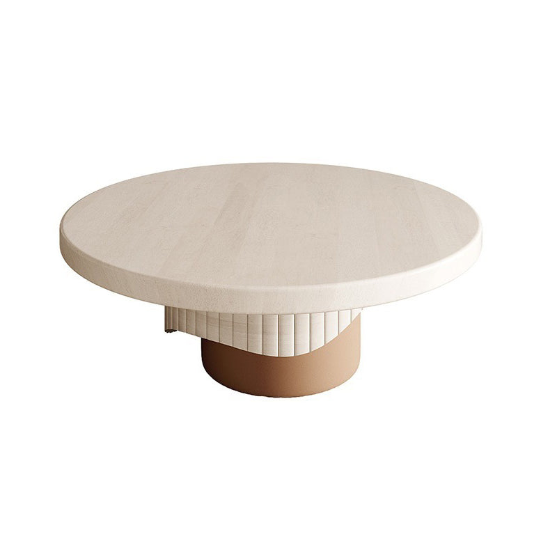 Modern Style Pedestal Base Cocktail Table Round Wooden Coffee Table