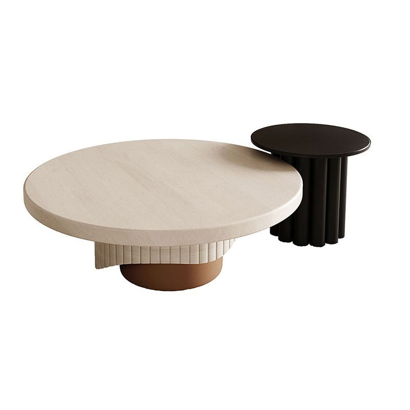 Modern Style Pedestal Base Cocktail Table Round Wooden Coffee Table