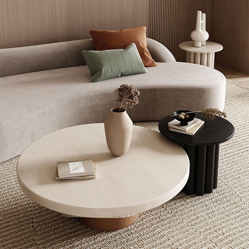 Modern Style Pedestal Base Cocktail Table Round Wooden Coffee Table