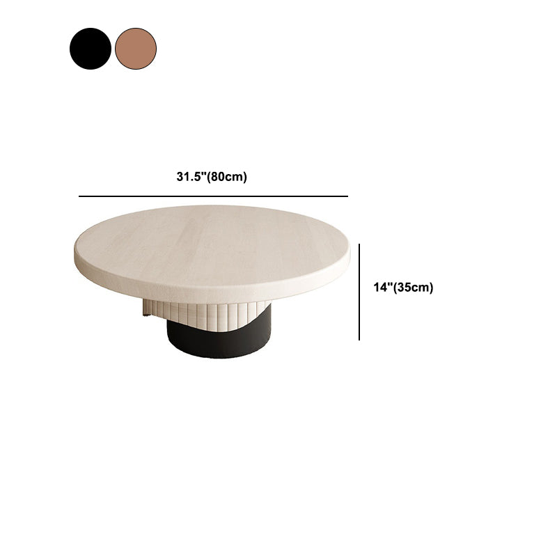 Modern Style Pedestal Base Cocktail Table Round Wooden Coffee Table