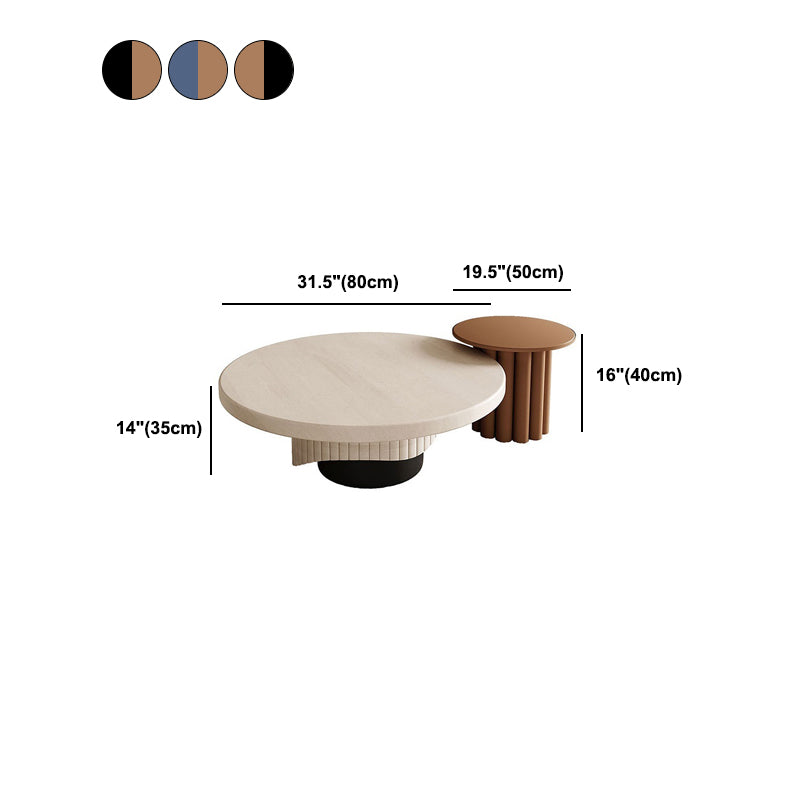 Modern Style Pedestal Base Cocktail Table Round Wooden Coffee Table