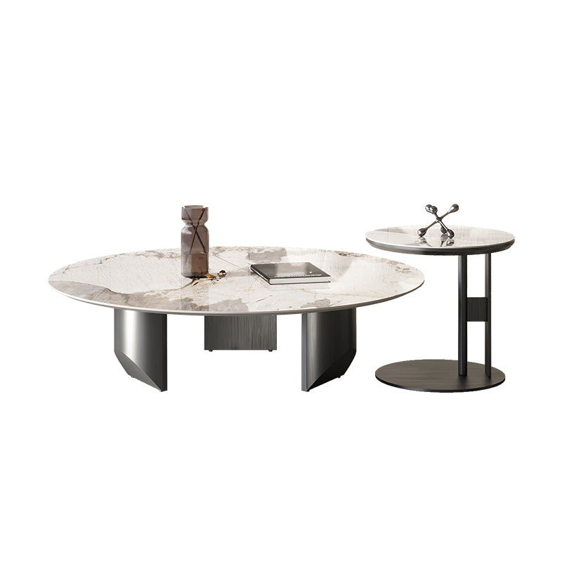 Slate Round Coffee Table Minimalist Coffee Table for Living Room