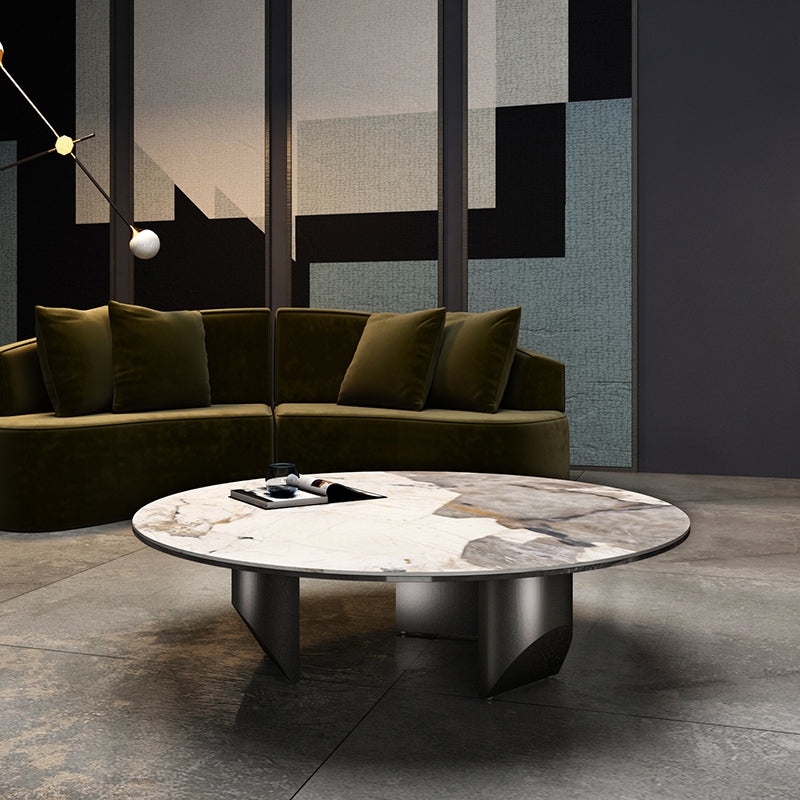 Slate Round Coffee Table Minimalist Coffee Table for Living Room