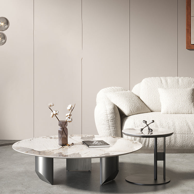 Slate Round Coffee Table Minimalist Coffee Table for Living Room