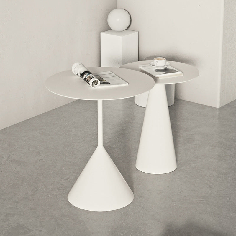Mid-century Modern Style Round Metal Table with Pedestal Base Coffee Table