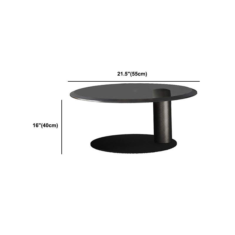 Mid-Century Modern Round Wood/Glass Coffee Table Metal Base Accent Table