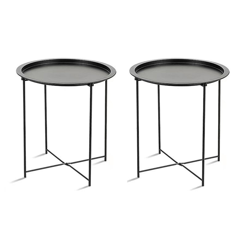 Mid-Century Cross Legs Side Table Metal Round Side End Table