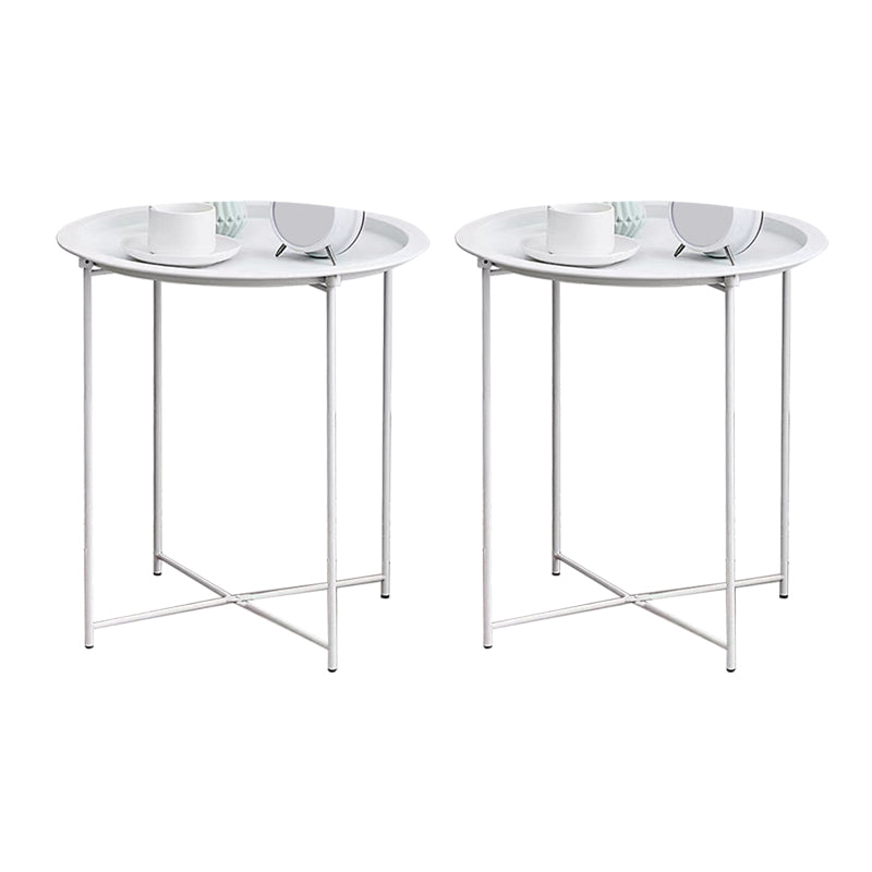 Mid-Century Cross Legs Side Table Metal Round Side End Table