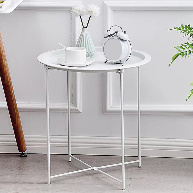 Mid-Century Cross Legs Side Table Metal Round Side End Table