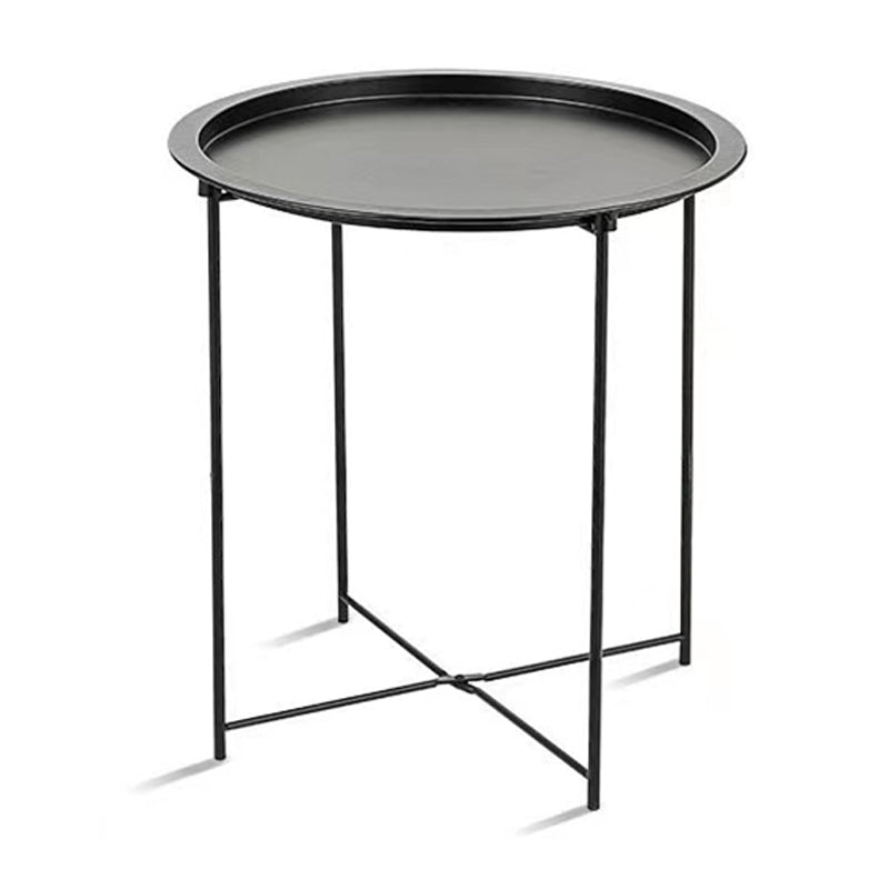 Mid-Century Cross Legs Side Table Metal Round Side End Table