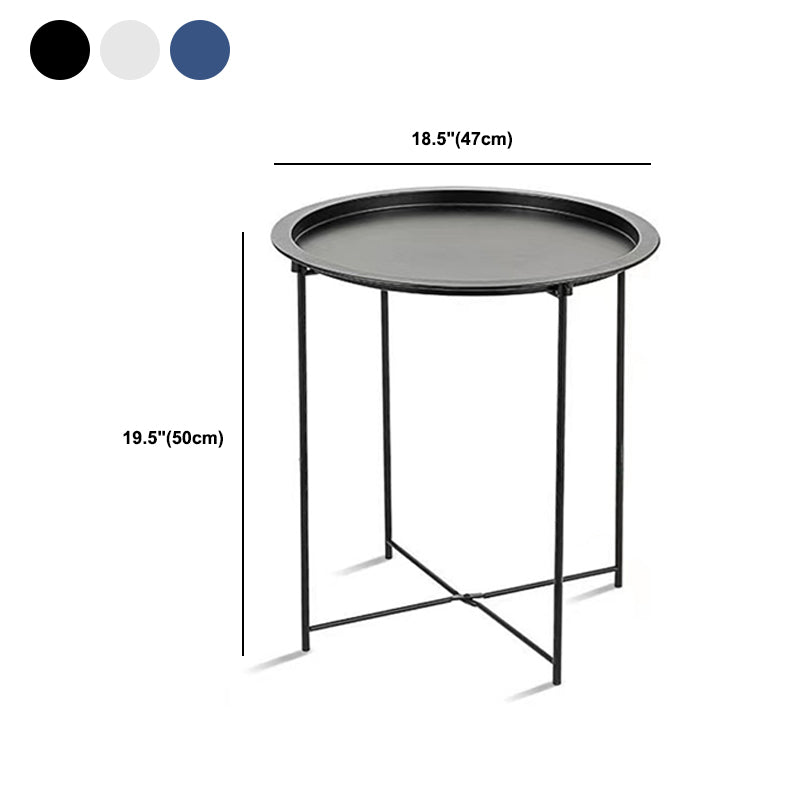 Mid-Century Cross Legs Side Table Metal Round Side End Table