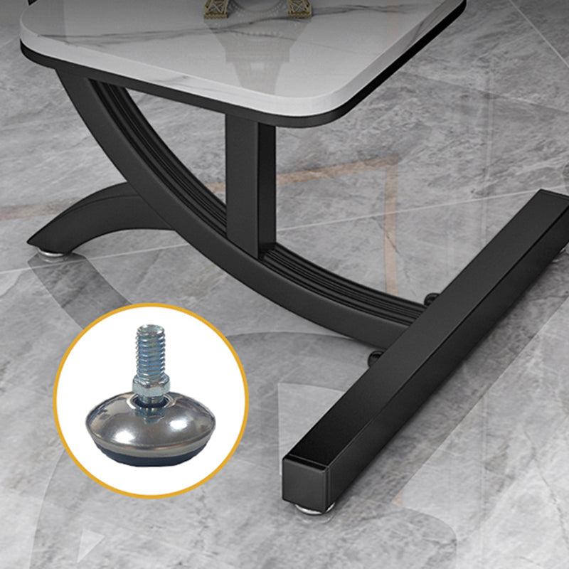 Double Tier Square Slate Top End Table Metal C Side Table for Living Room