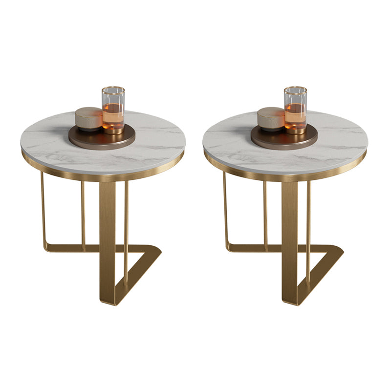 19.6"/21.6" Modern Round Slate Top Side Table Metal Abstract End Table