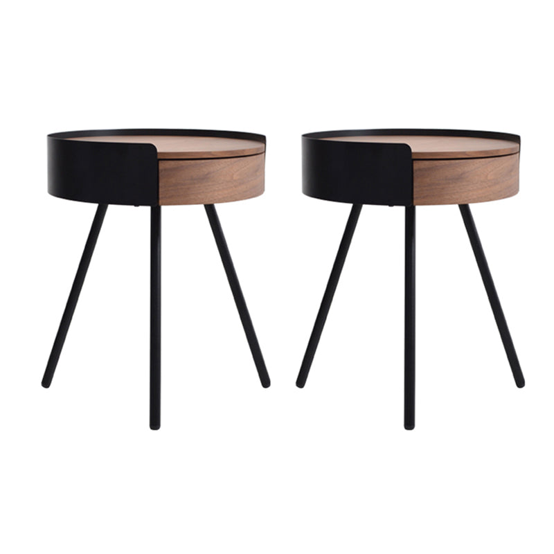 21.2" Tall Scandinavian Round Wooden Top Side Table Metal 4 Legs End Table