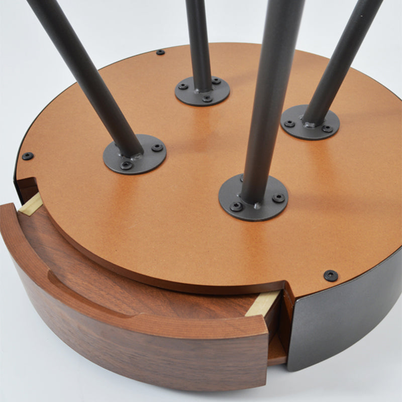 21.2" Tall Scandinavian Round Wooden Top Side Table Metal 4 Legs End Table