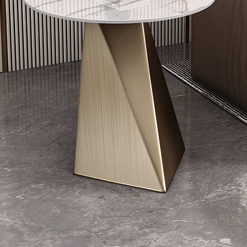 20.5" Tall Modern Slate Top Side Table Steel Pedestal End Table
