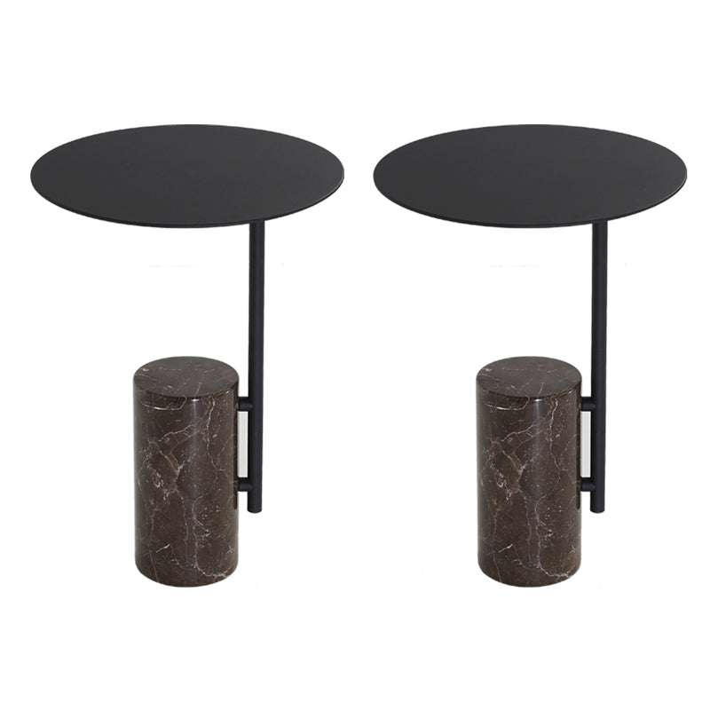 Mid-Century 17.3-inch Steel Round Top Side Table Marble Pedestal End Table