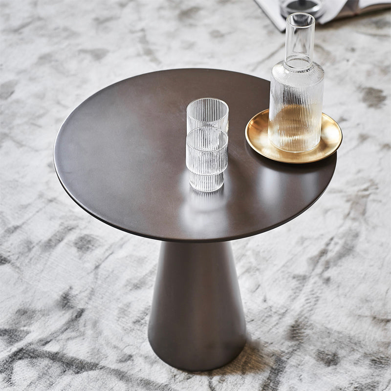 Mid-Century Metal Round Top Side Table 19.6-inch Pedestal End Table