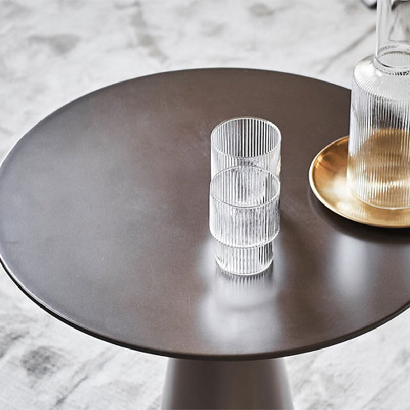 Mid-Century Metal Round Top Side Table 19.6-inch Pedestal End Table