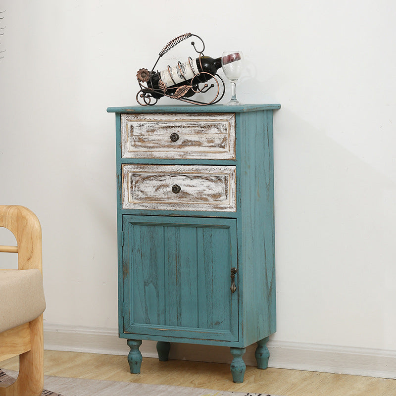 Industrial Turned Legs Accent Cabinet with Door and Drawers Storage Cabinet