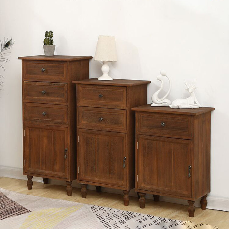 Industrial Turned Legs Accent Cabinet with Door and Drawers Storage Cabinet