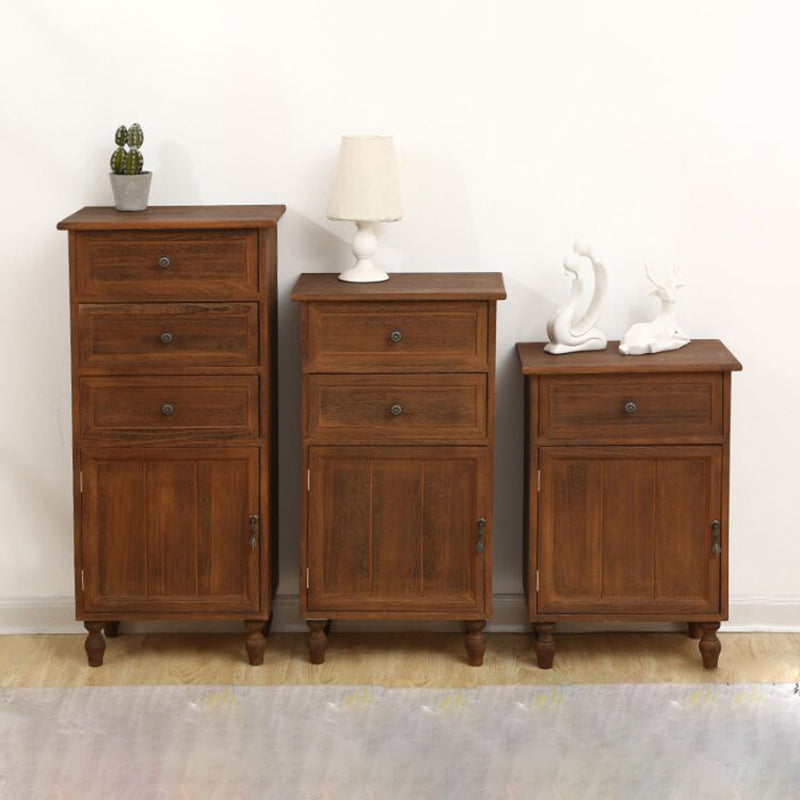 Industrial Turned Legs Accent Cabinet with Door and Drawers Storage Cabinet