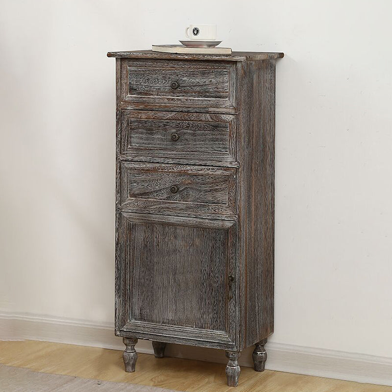 Industrial Turned Legs Accent Cabinet with Door and Drawers Storage Cabinet
