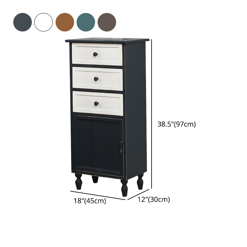 Industrial Turned Legs Accent Cabinet with Door and Drawers Storage Cabinet