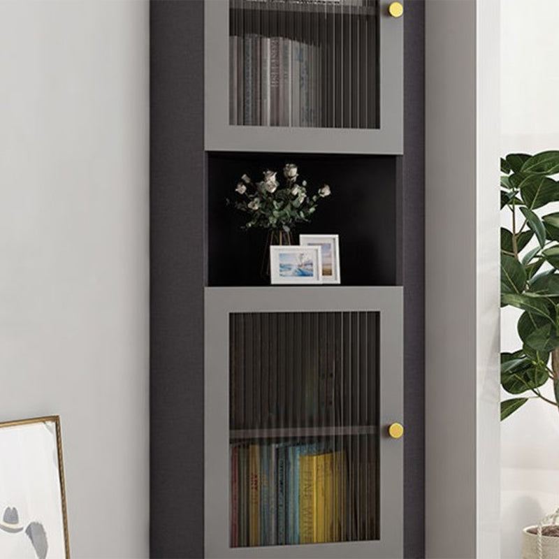 Corner Wood Accent Cabinet with 2 Doors in White/Grey Cabinet