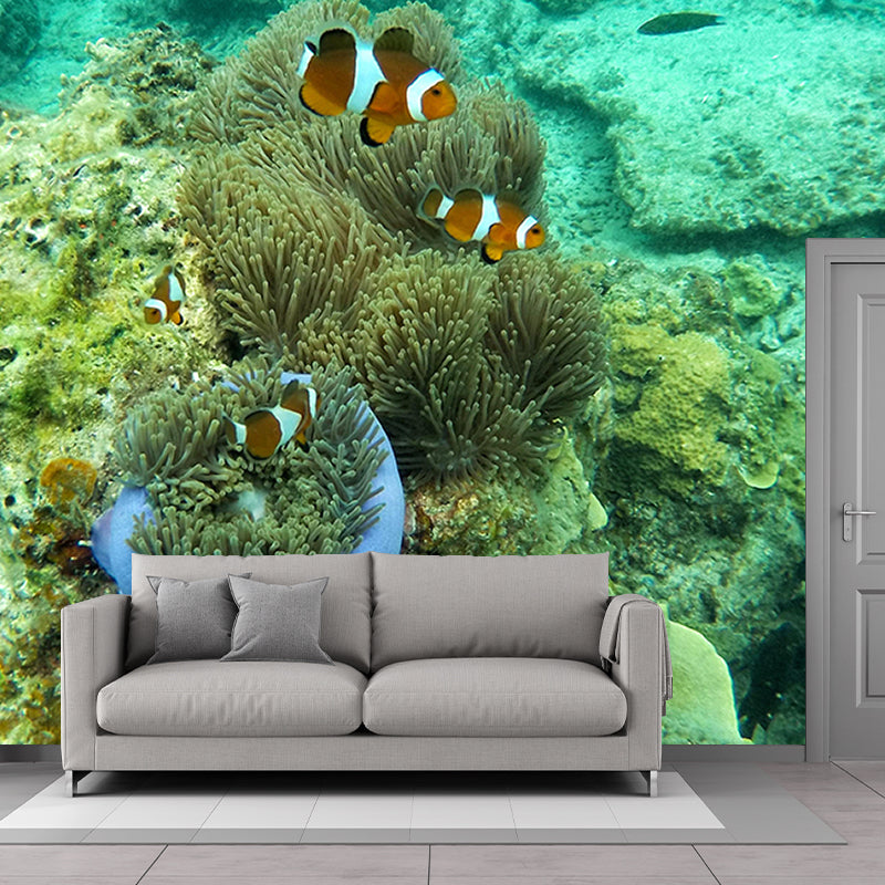 Lifelike Wall Mural Clown Fish Printed Sitting Room Wall Mural