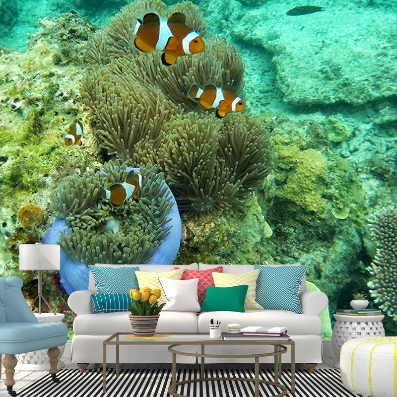 Lifelike Wall Mural Clown Fish Printed Sitting Room Wall Mural