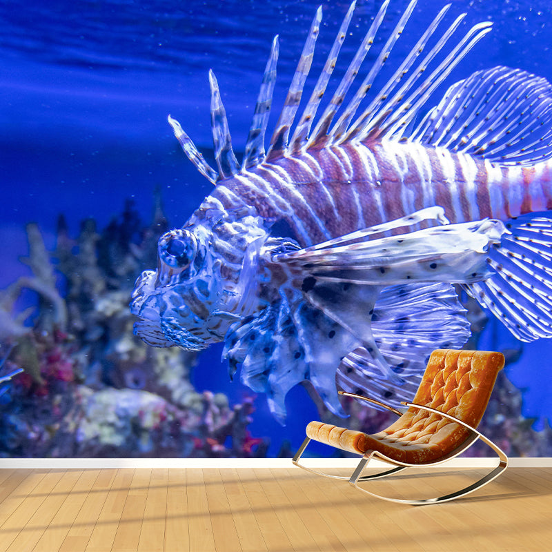 Pleasing Wall Mural Lionfish Patterned Drawing Room Wall Mural