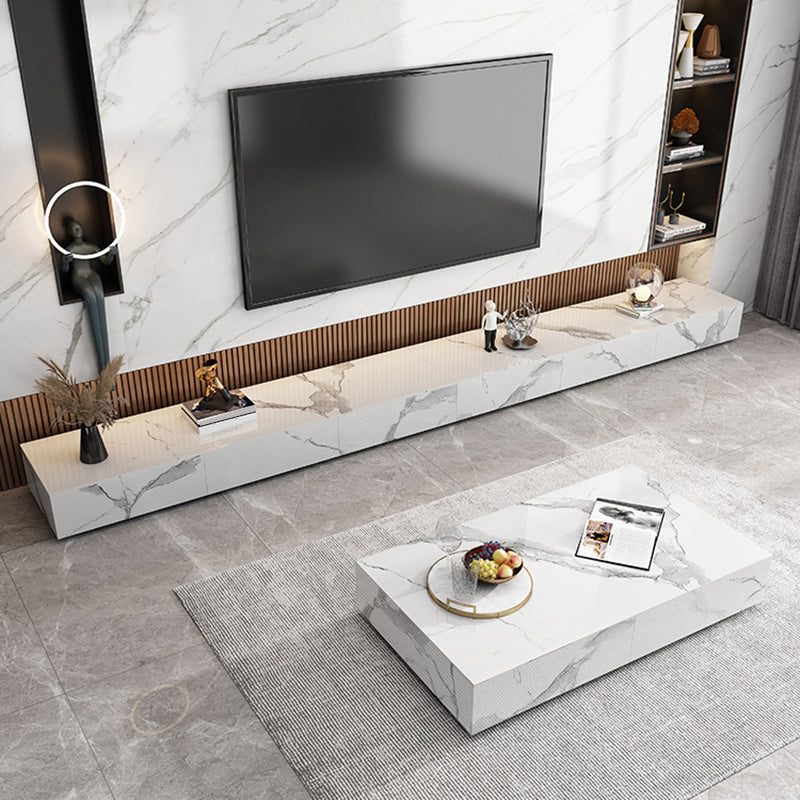 Contemporary Style Stone TV Stand Enclosed Storage TV Cabinet with Drawers