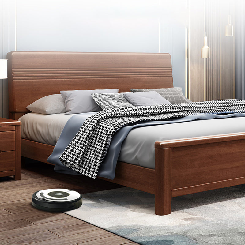 Walnut Bed, Deep Brone, Queen,42.91inch High Bed Frame with Bedside