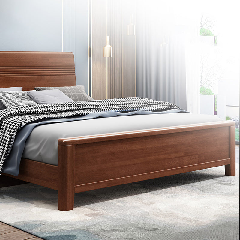 Walnut Bed, Deep Brone, Queen,42.91inch High Bed Frame with Bedside
