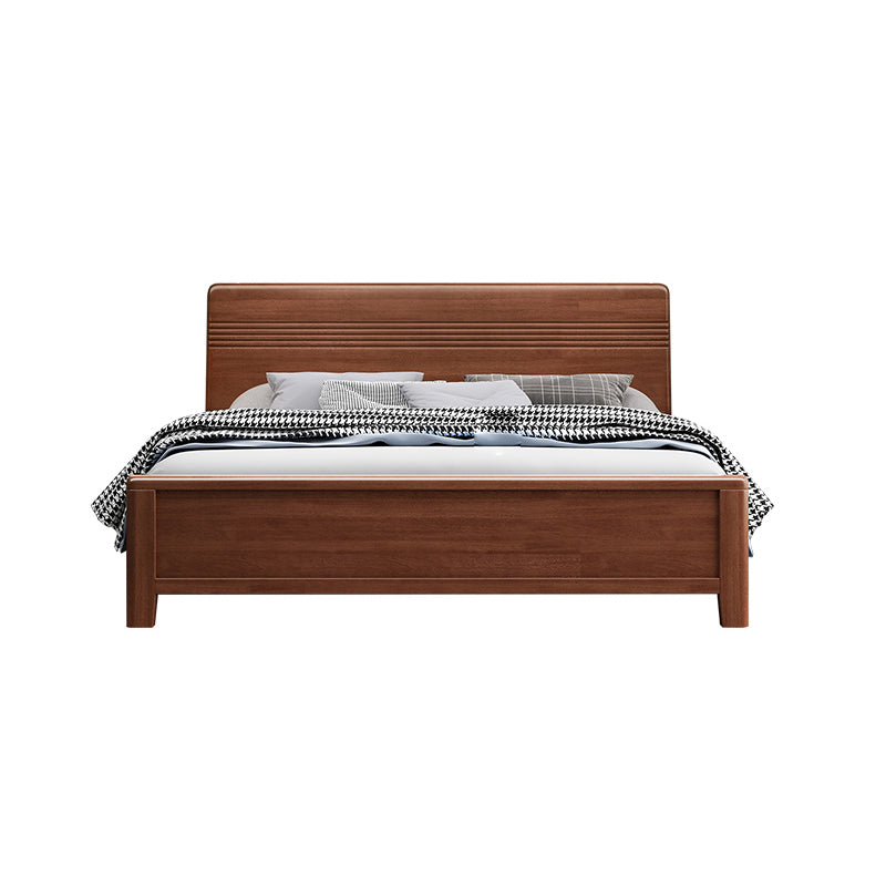 Walnut Bed, Deep Brone, Queen,42.91inch High Bed Frame with Bedside