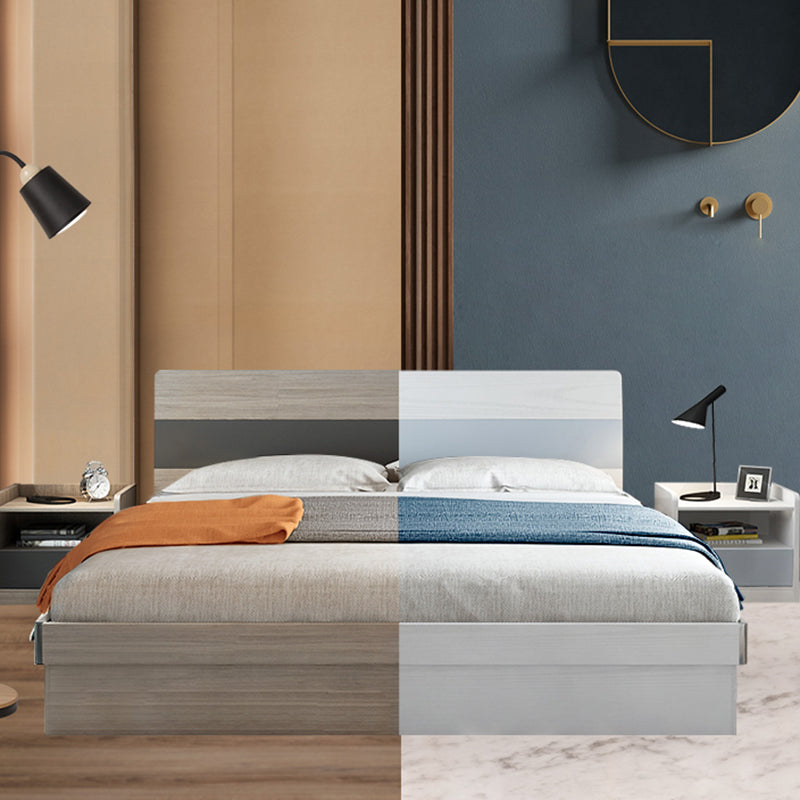 Modern Style Wood Panel Standard Bed with Rectangular Headboard