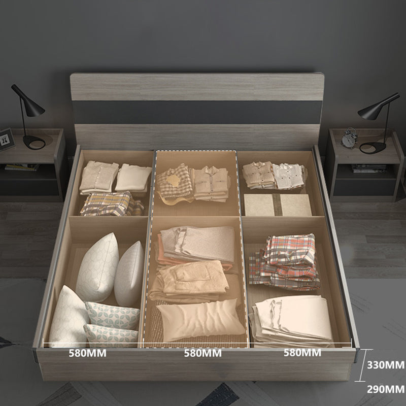 Modern Style Wood Panel Standard Bed with Rectangular Headboard