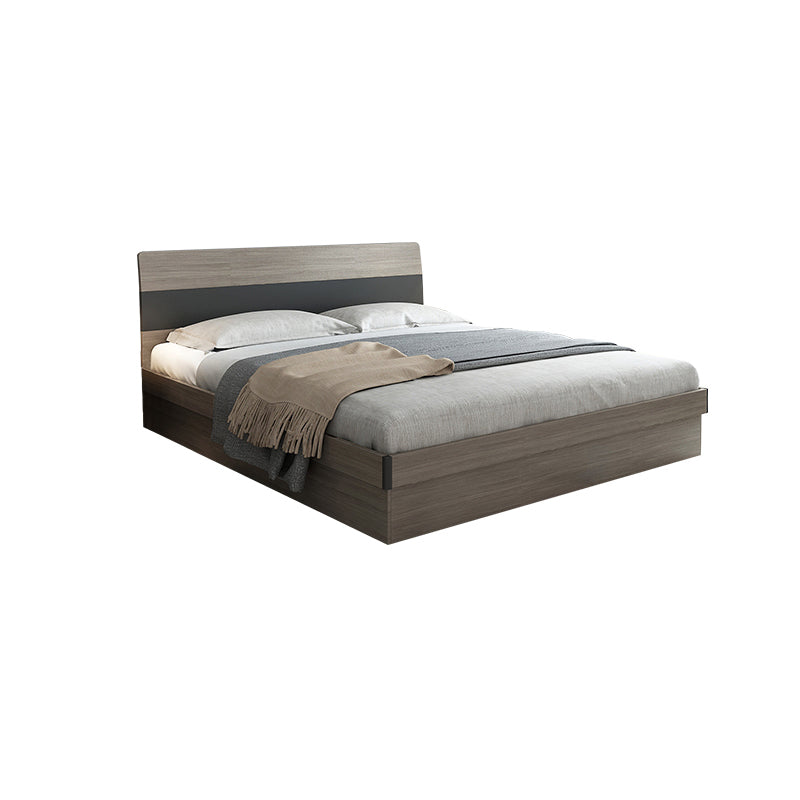 Modern Style Wood Panel Standard Bed with Rectangular Headboard